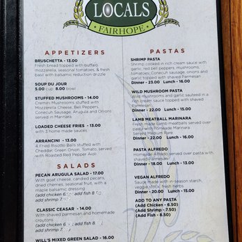 Locals - menu3 - New American Near Me - Fairhope, Alabama