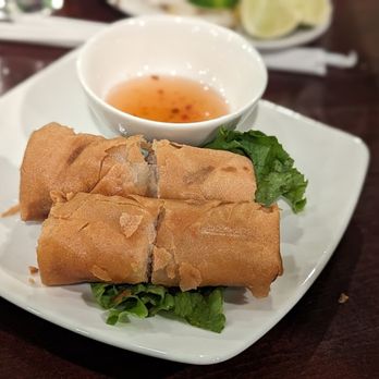 Pho Sate - Cha Gio ( Eggrolls made of Pork, Taro, Onions ) with Nuoc Cham ( Fish Sauce ) on a bed of lettuce - Vietnamese Near Me - Falls Church, Virginia Pho Sate - Cha Gio ( Eggrolls made of Pork, Taro, Onions ) with Nuoc Cham ( Fish Sauce ) on a bed of lettuce - Vietnamese Near Me - Falls Church, Virginia