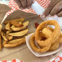 J's Casa Burger - Fries and Onion Rings