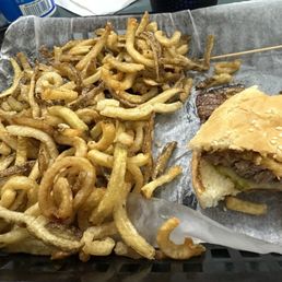 The "curly fries" that don't meet my definition of curly fries and the western burger with quality brisket on top. The "curly fries" that don't meet my definition of curly fries and the western burger with quality brisket on top.
