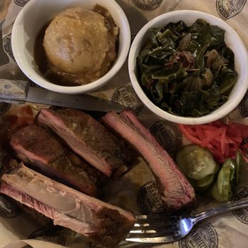 Del's Hideout - Pork Spareribs, mashed potatoes with gravy, collard greens. - Barbeque Near Me - San Diego, California