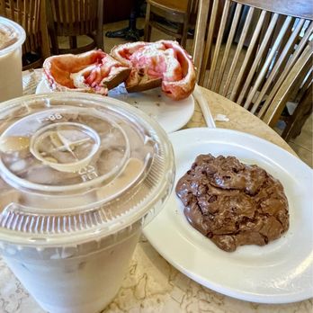 Sook Pastry - Raspberry Brioche Walnut Chocolate Cookies and iced Latte - Bakeries Near Me - Ridgewood, New Jersey