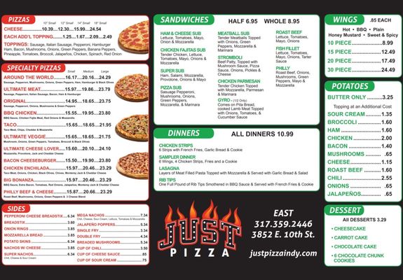 Menu photo 1 Just Pizza Indianapolis, IN Menu photo 1 Just Pizza Indianapolis, IN