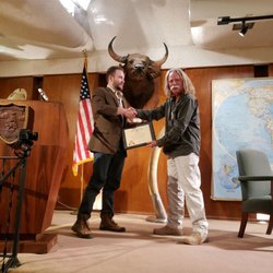 Adventurers Club Of Los Angeles - Alec (current president at time of photo) with 3x Antarctica Winter Manager, Wayne White