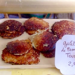 Marché Raspail - Delicious Potato galettes with onion and cheese