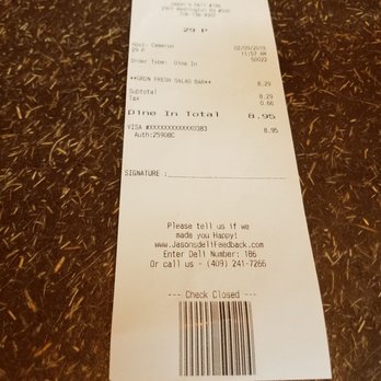 Jason's Deli - The bill. - Delis Near Me - Augusta, Georgia