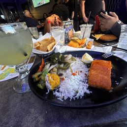 Cajun Salmon with house margarita