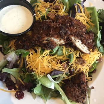 Wolfies Grill - Geist - Pecan crusted chicken salad with side of ranch - American Near Me - Indianapolis, Indiana Wolfies Grill - Geist - Pecan crusted chicken salad with side of ranch - American Near Me - Indianapolis, Indiana