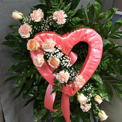 All Stems From Sophia Florist - Pretty pink heart with pink roses and carnation