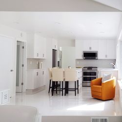W Design Living - Kitchen remodel. Added island that didn't exist before.