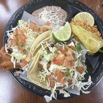 Taco Nazo - 2 fish tacos with rice and beans - Mexican Near Me - Santa Ana, California Taco Nazo - 2 fish tacos with rice and beans - Mexican Near Me - Santa Ana, California