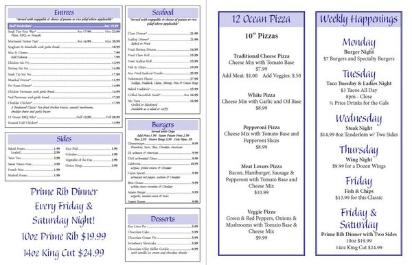 Menu photo 7 12 Ocean Grill Seabrook, NH