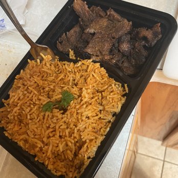 Fusion Vibes Kitchen + Lounge - Suya Jollof Rice and Beef Suya - African Near Me - Richardson, Texas