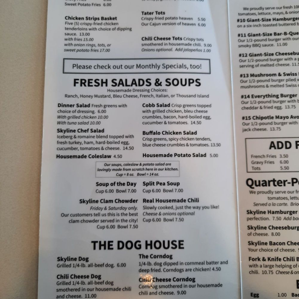 Skyline Restaurant - Menu - Burgers Near Me - Portland, Oregon Skyline Restaurant - Menu - Burgers Near Me - Portland, Oregon