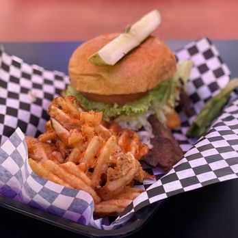 Temple Denver - a burger and fries in a basket - Dance Clubs Near Me - Denver, Colorado