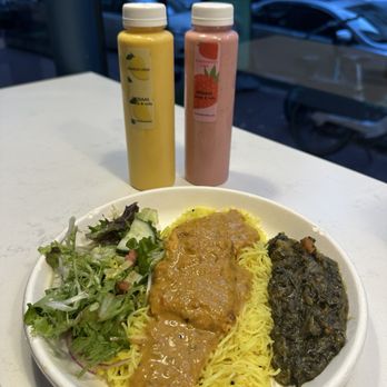 Bindaas Bowls and Rolls - Mango & strawberry lassi, salmon moilee - Indian Near Me - Washington, DC, District of Columbia