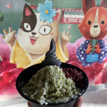 Ninja Matcha - Matcha shaved ice with red bean, and mochi balls - Coffee & Tea Near Me - Houston, Texas
