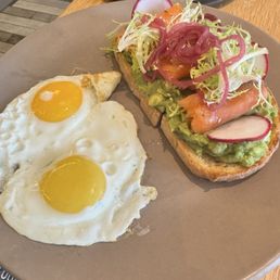 Avocado Toast - Eggs Sunny Side Up - Add Smoked Salmon