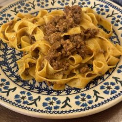 I Buongustai - Pappardelle al cinghiale  Pappardelle ( type of pasta) with wild boar sauce.
