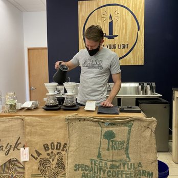 Candlestick Coffee Roasters - Zach educating us while preparing two unique, high quality coffee's for my wife and I.  Thanks, Zach - Coffee Roasteries Near Me - Corrales, New Mexico