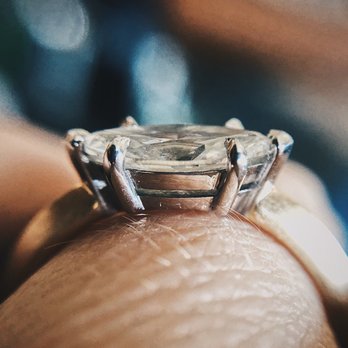 Icing On The Ring - Custom 2-tone solitaire ring. 6-prong platinum crown & marquise diamond. 14k yellow gold knife edge foundation, brushed finish. - Jewelry Near Me - Los Angeles, California Icing On The Ring - Custom 2-tone solitaire ring. 6-prong platinum crown & marquise diamond. 14k yellow gold knife edge foundation, brushed finish. - Jewelry Near Me - Los Angeles, California