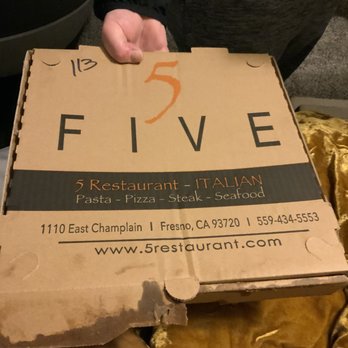Five Restaurant - The pizza was so watery, the box was falling apart - Italian Near Me - Fresno, California