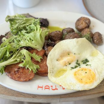 Hau Tree - Two eggs over medium with Portuguese sausage - $25 - Seafood Near Me - Honolulu, Hawaii