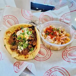 PITA Mediterranean Street Food - Carrollton - Gyro Street Pita and Garbanzo salad