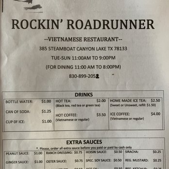 Rockin Roadrunner - Updated menu - New American Near Me - Canyon Lake, Texas