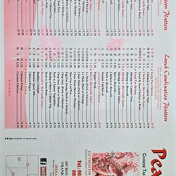 Peacock Chinese Restaurant - Menu back, 01Dec2025
