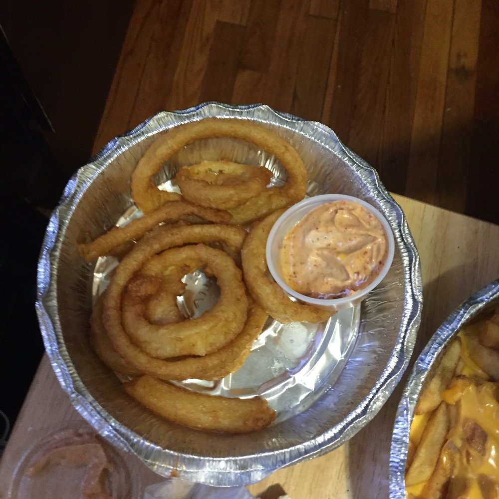 Lettuce Eat - Onion rings with spicy mayo (spicy mayo is off the chain!) - American Near Me - Bronx, New York Lettuce Eat - Onion rings with spicy mayo (spicy mayo is off the chain!) - American Near Me - Bronx, New York