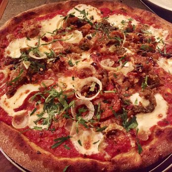 Barano - Calabrese Pizza (Sausage, Chilies, Peppers, Onions, Scamorza) - Pizza Near Me - Brooklyn, New York Barano - Calabrese Pizza (Sausage, Chilies, Peppers, Onions, Scamorza) - Pizza Near Me - Brooklyn, New York