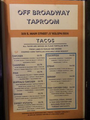 Menu photo 3 Off Broadway Taproom Madison, IN