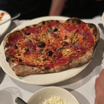 Salvatore Ristorante - One of the pizza but I'm not sure which one?  So good though!  Crisp crust with a good chew and tasty sauce. - Italian Near Me - Seattle, Washington
