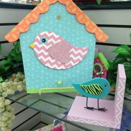 Chevron and zebra print birds.  A buyer somewhere green lighted this.
