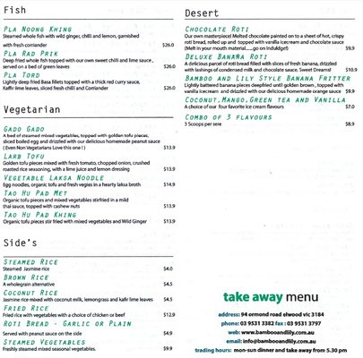 Menu photo 2 Bamboo and Lily Elwood, VIC
