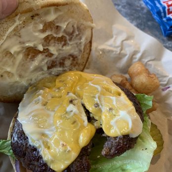 Something Different - Cheeseburger. I added extra mayo since it the meat was overcooked and dry. Not sure why the meat was cut in half when it was served. - Breakfast & Brunch Near Me - Fairfield, Texas Something Different - Cheeseburger. I added extra mayo since it the meat was overcooked and dry. Not sure why the meat was cut in half when it was served. - Breakfast & Brunch Near Me - Fairfield, Texas