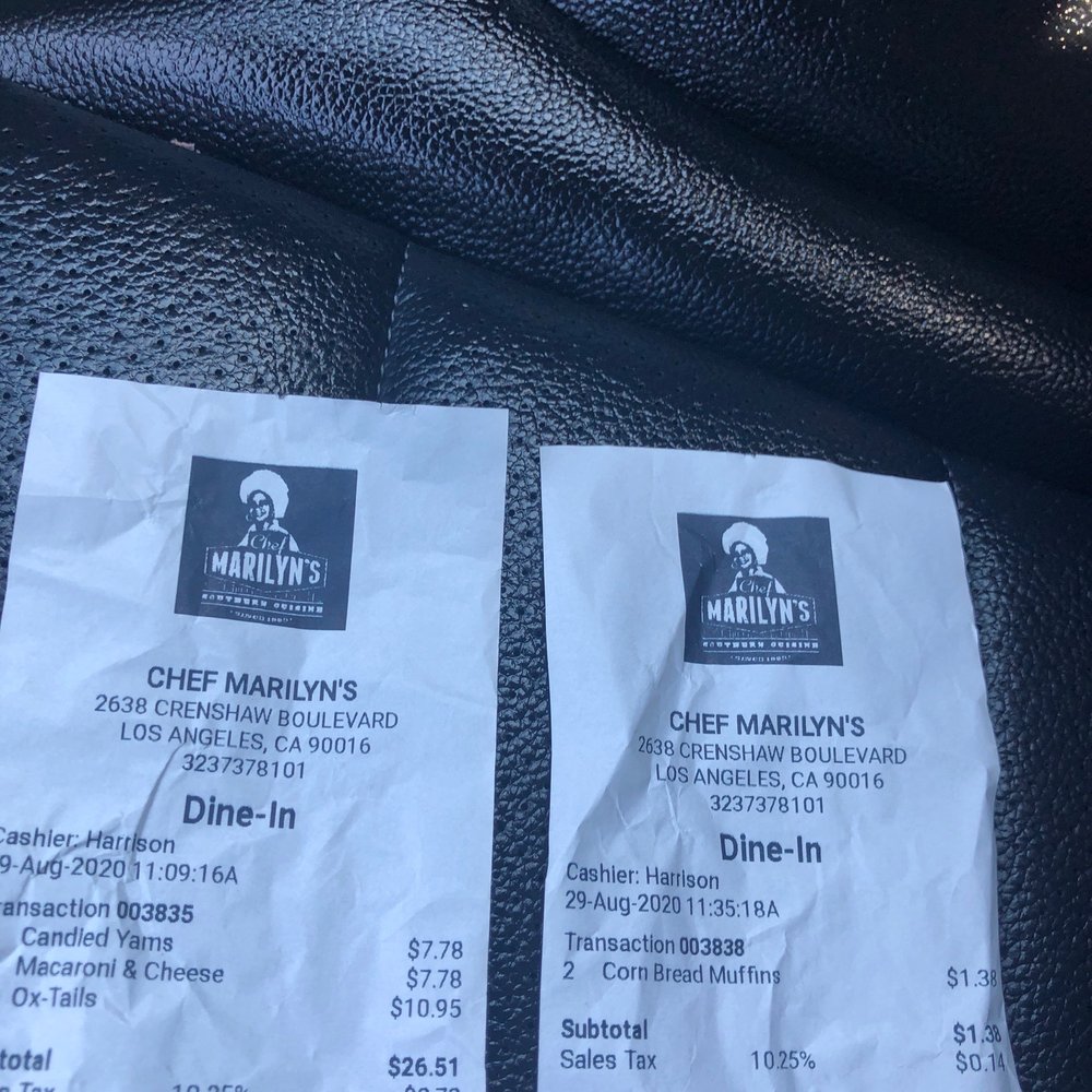 Chef Marilyn's - My two receipts. I 4 got my muffins. - Southern Near Me - Los Angeles, California Chef Marilyn's - My two receipts. I 4 got my muffins. - Southern Near Me - Los Angeles, California