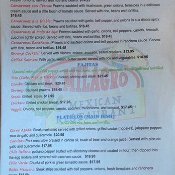 El Milagro Mexican Restaurant - Menu July 2023 - Mexican Near Me - Grass Valley, California El Milagro Mexican Restaurant - Menu July 2023 - Mexican Near Me - Grass Valley, California