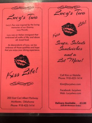 Menu photo 6 Lucy's Two McAlester, OK