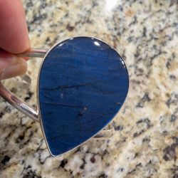 Natures Art In Stone - Beautiful rich royal blue labradorite cuff bracelet with no flash back when it is not catching the light.
