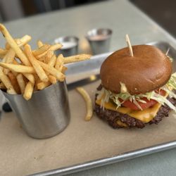 Mesa Burger - Santa Barbara - Smash Burger Deluxe with crispy Side Signature Fries
