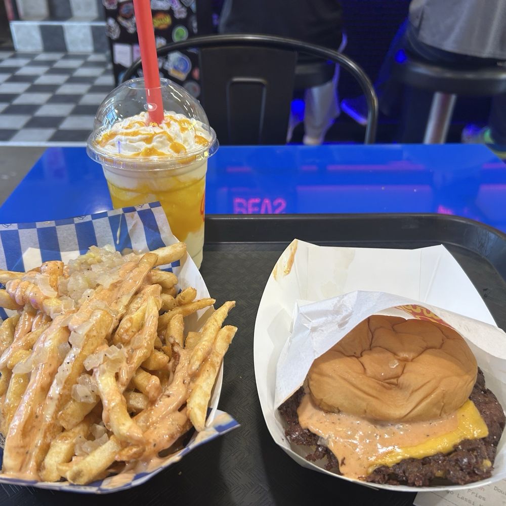 Burger Bodega - Smash Burger- Double Chopped Fries Mango Lassi Milkshake - Burgers Near Me - Houston, Texas Burger Bodega - Smash Burger- Double Chopped Fries Mango Lassi Milkshake - Burgers Near Me - Houston, Texas
