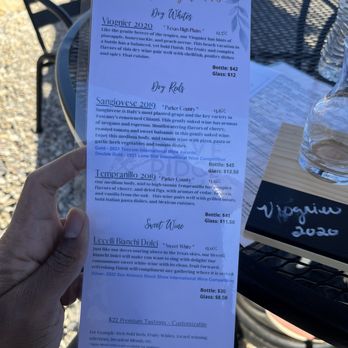 Dove Ridge Winery - Menu - Wine Tasting Room Near Me - Weatherford, Texas