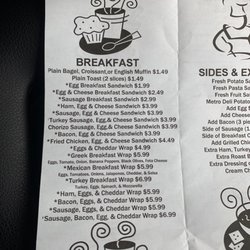 Breakfast menu