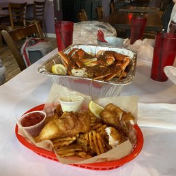FRIED CATFISH BASKET, SEAFOOD GALORE with Cajun seasoning