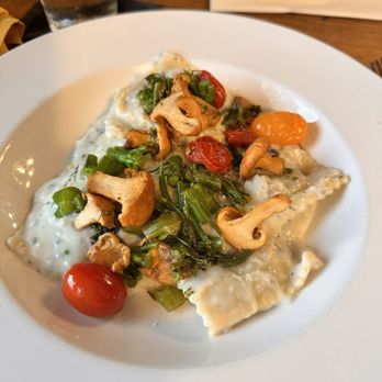 Old Man Rivers Table and Tavern - Mushroom ravioli with broccoli and roasted tomatoes - Southern Near Me - Chattanooga, Tennessee