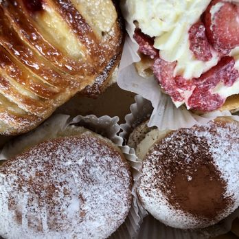 Chateau De Chantilly Cafe - Strawberry Jam Croissant (top left), Strawberry Croffle (top right), Strawberry Donut (bottom left) & Nutella Donut (bottom right) - Bakeries Near Me - Chantilly, Virginia Chateau De Chantilly Cafe - Strawberry Jam Croissant (top left), Strawberry Croffle (top right), Strawberry Donut (bottom left) & Nutella Donut (bottom right) - Bakeries Near Me - Chantilly, Virginia