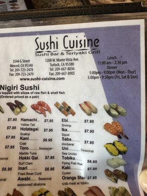 Menu photo 6 Sushi Cuisine Merced, CA