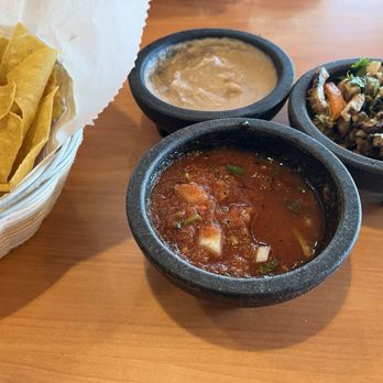 Tres Amigos - Salsa, mushroom salsa and bean dip with the homemade chips ! - Mexican Near Me - Cheyenne, Wyoming Tres Amigos - Salsa, mushroom salsa and bean dip with the homemade chips ! - Mexican Near Me - Cheyenne, Wyoming